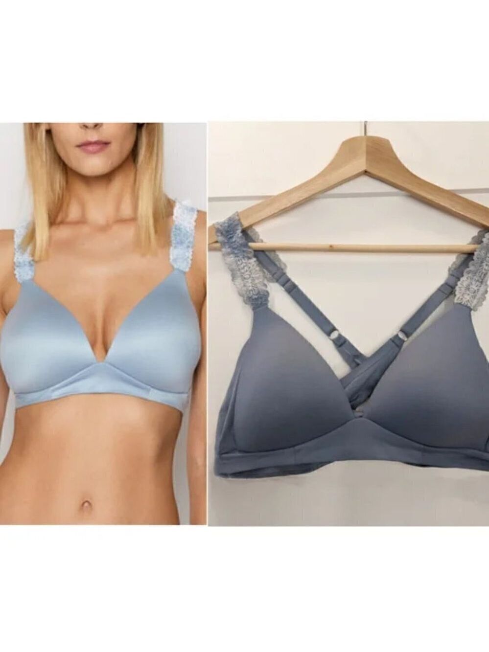 NEW aerie | Real Sunnie Wireless Ombre Cross back bra in light blue